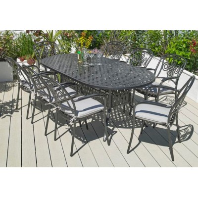 Boston 8 Chair And Oval Table Set Grey